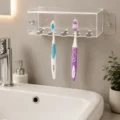 Glassy Premium Acrylic Wall-Mounted Toothbrush Holder with Dust Cover (5 Slots)