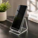 Glassy Premium Clear Acrylic Mobile Stand – Signature Floating Support Lip Design for Desk & Table