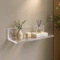 Glassy Clear Acrylic Wall Mounted Floating Shelf (15" × 4" × 2") – Wide Floating Display Shelf