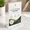 Glassy Crystal Clear T-Shape Acrylic Sign Holder – Premium Tabletop Display Stand - Image 2