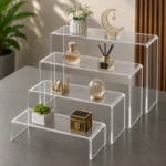 Glassy Premium Acrylic 4-Tier Display Riser – 4-Piece Clear Acrylic Step Display Stand Set