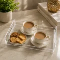 Glassy Premium Clear Acrylic Serving Tray (14″ × 7.5″ × 2″)with Handles – Modern Multipurpose Organizer - Image 4