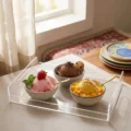 Glassy Premium Clear Acrylic Serving Tray (14″ × 7.5″ × 2″)with Handles – Modern Multipurpose Organizer