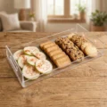 Glassy Premium Clear Acrylic Serving Tray (14″ × 7.5″ × 2″)with Handles – Modern Multipurpose Organizer - Image 2