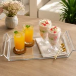 Glassy Premium Clear Acrylic Serving Tray (18″ × 8″ × 1.5″)with Handles – Modern Multipurpose Organizer